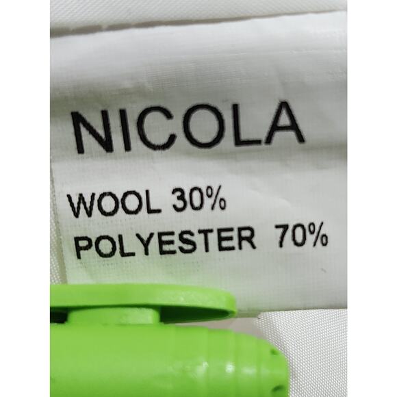 NICOLA Dress M Wool Blend Shift Dress Cap Sleeve Knee Length Dress W Embroidery - Picture 11 of 11